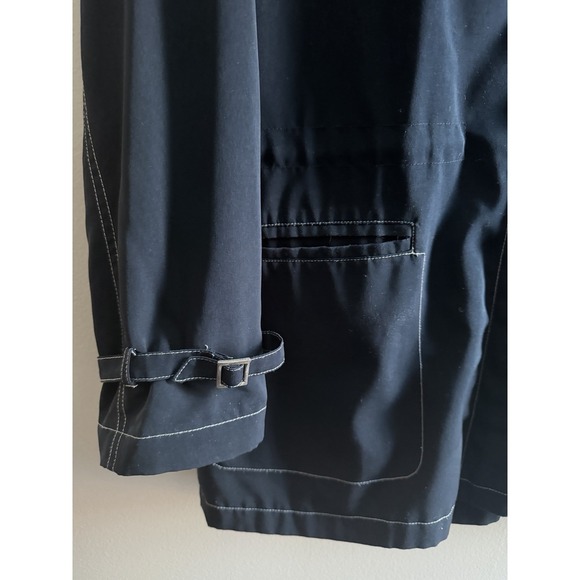 Talbots Navy Hooded Utility Jacket Women's Large Zip Front Drawstring Waist - Picture 4 of 16